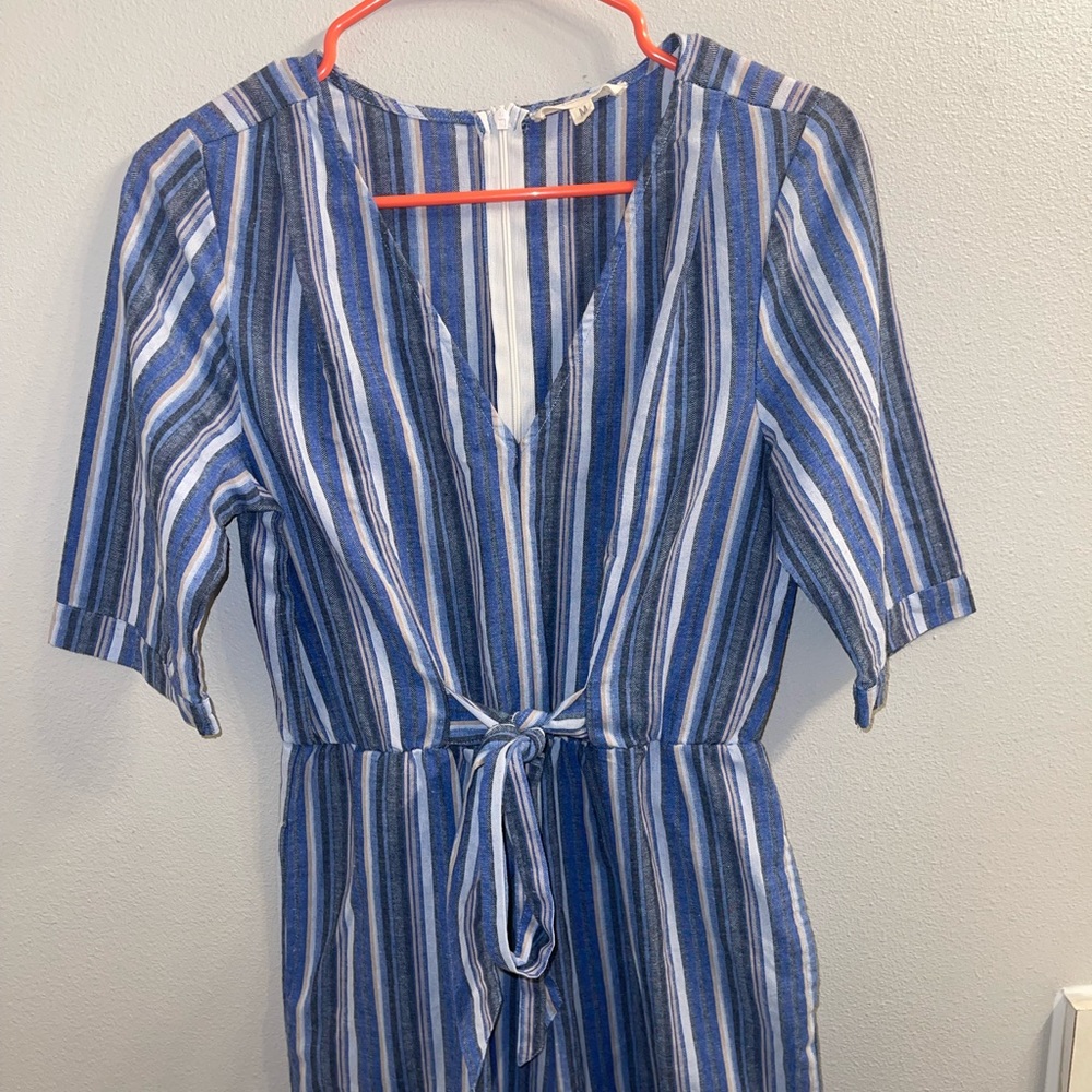 Striped multicolored, zip-up jumpsuit